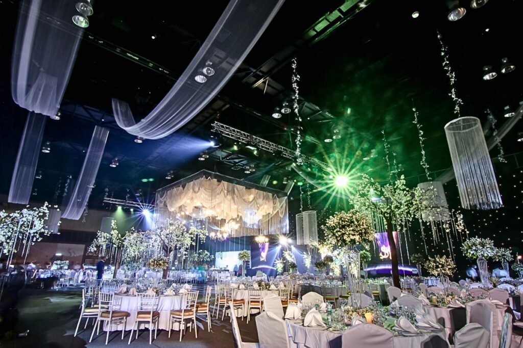 Large event hall for a ballroom wedding at PEACH
