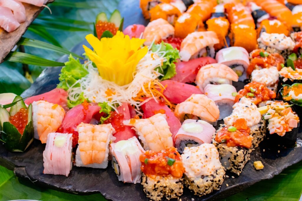 Sushi rolls at the Japanese cuisine section of our Grand BBQ Buffet