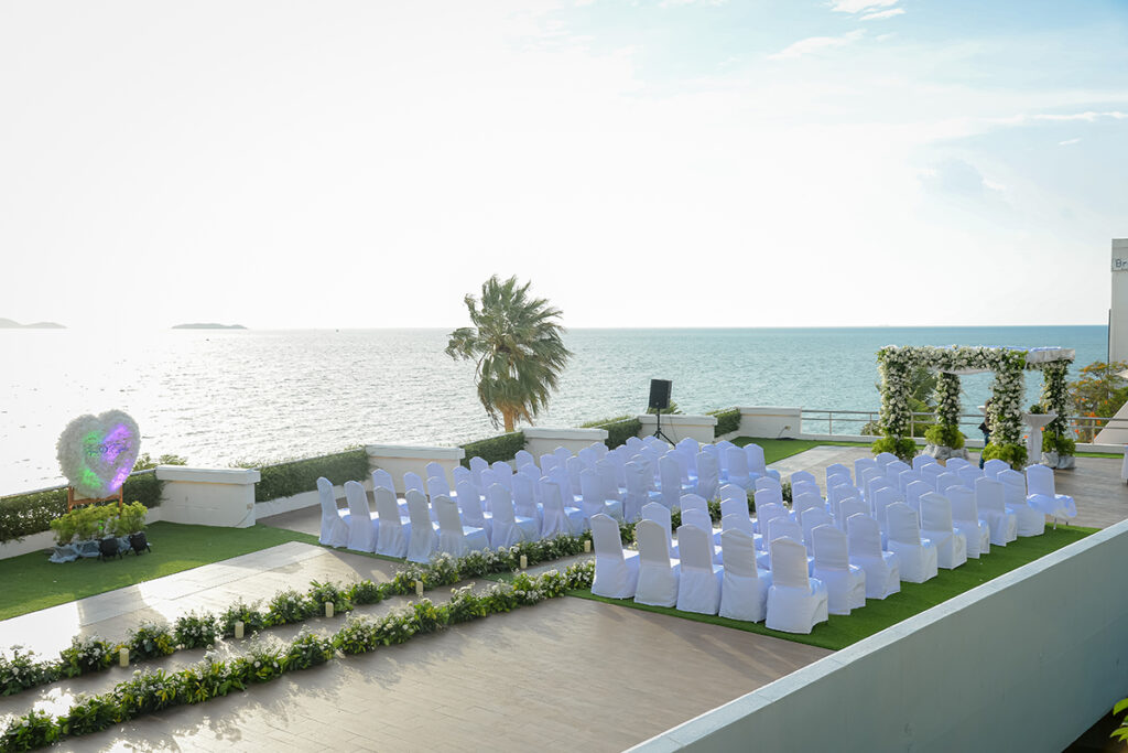 Christian wedding set up with ocean view at our luxury Pattaya hotel