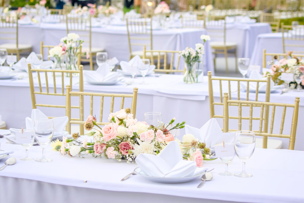 Dining set-up for a Thai wedding at our luxury Pattaya hotel