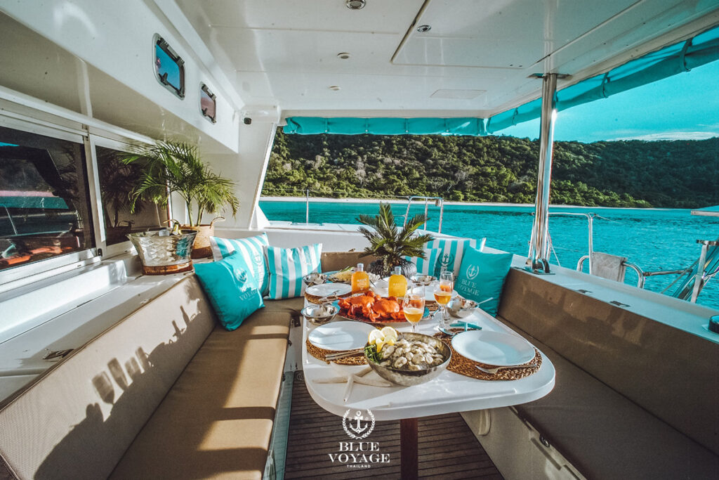 Onboard dining during a yacht party in Pattaya