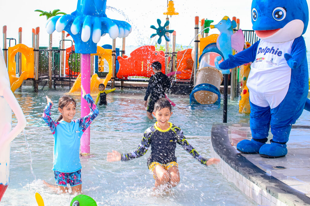 Children celebrating 2024 Songkran in Pattaya at the pool in our luxury hotel