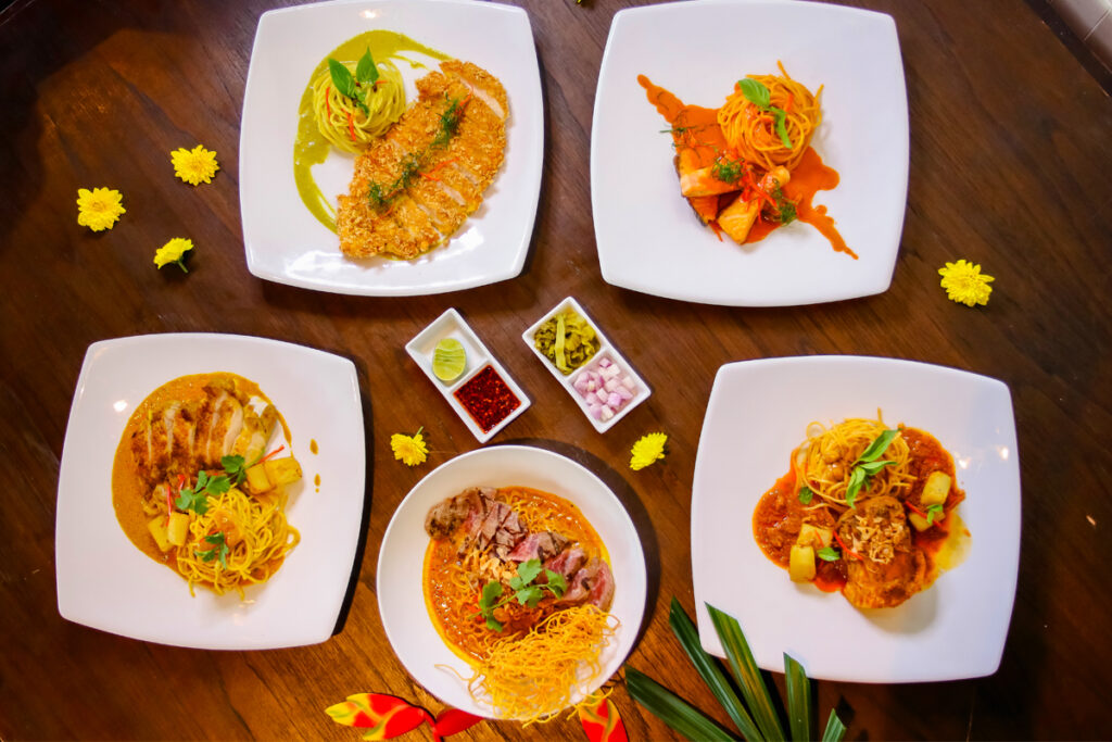 a spread of thai dishes from panorama restaurant at royal cliff beach hotel