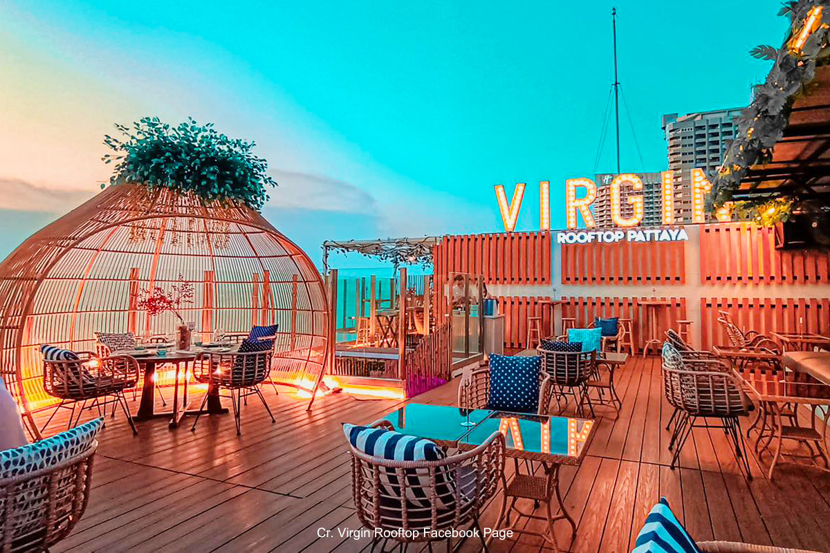 enjoy nightlife in Pattaya on the outdoor rooftop bar at Virgin Rooftop Pattaya