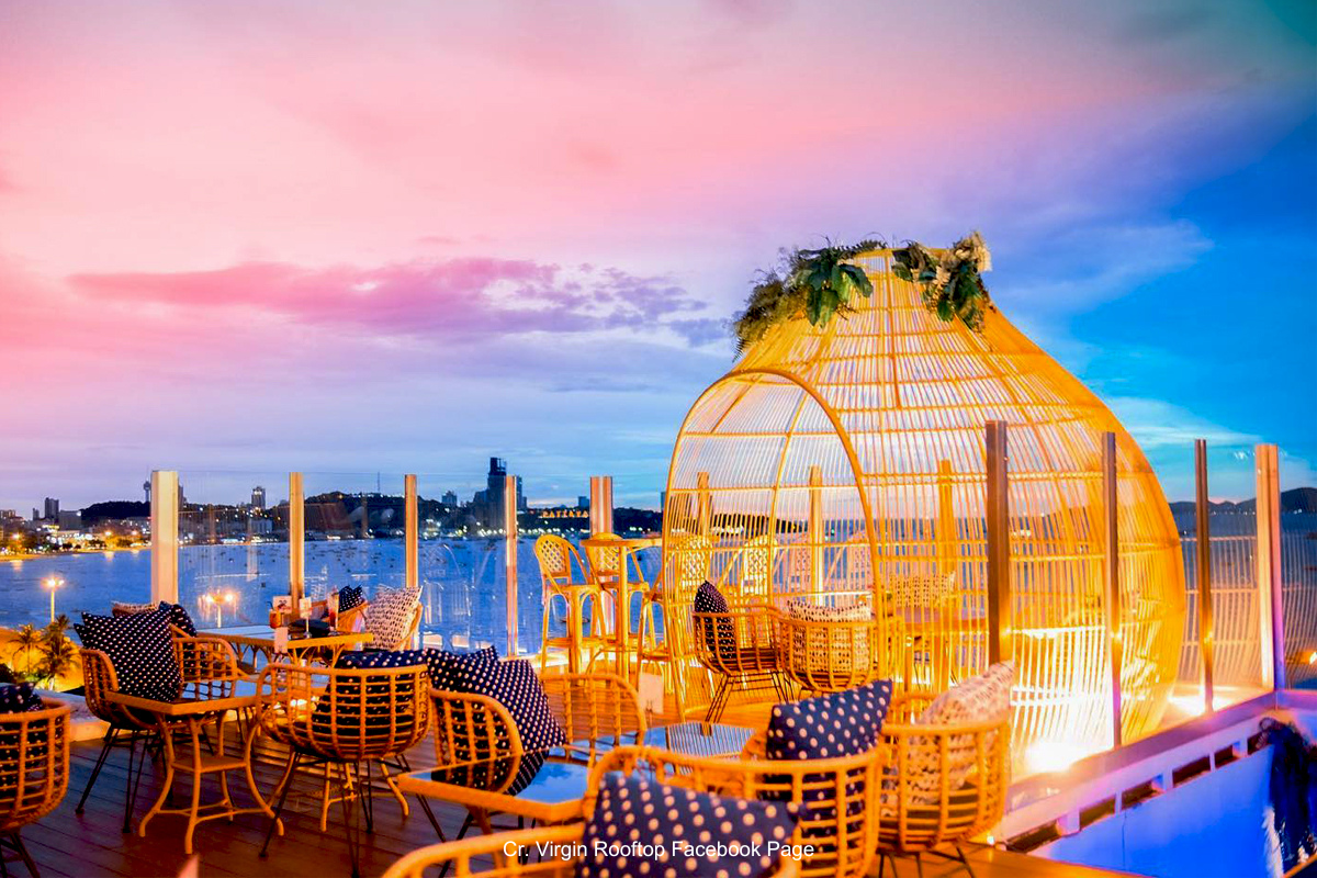 ocean views and nightlife in Pattaya at Virgin Rooftop Pattaya