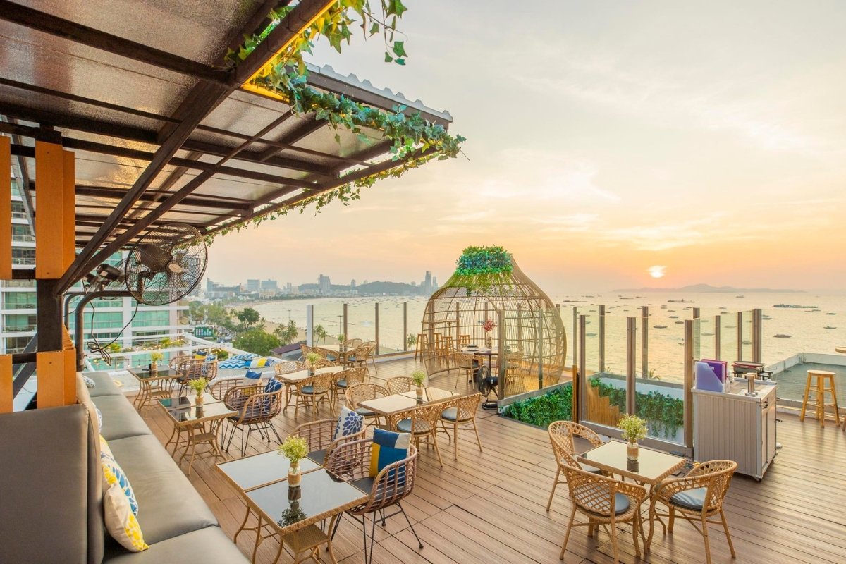 sea views and deck at virgin rooftop bar in pattaya